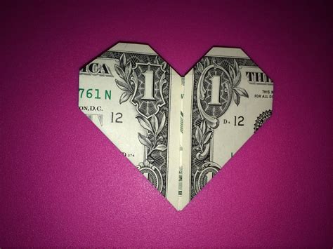 origami dollar heart|easy dollar origami heart instructions.